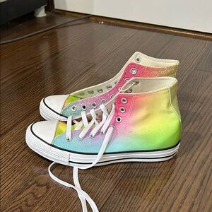 Converse High-Top Sneakers - Rainbow Gradient crystal stud Pride sneakers 8.5